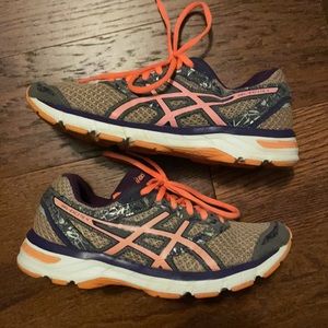 Purple and coral running sneakers